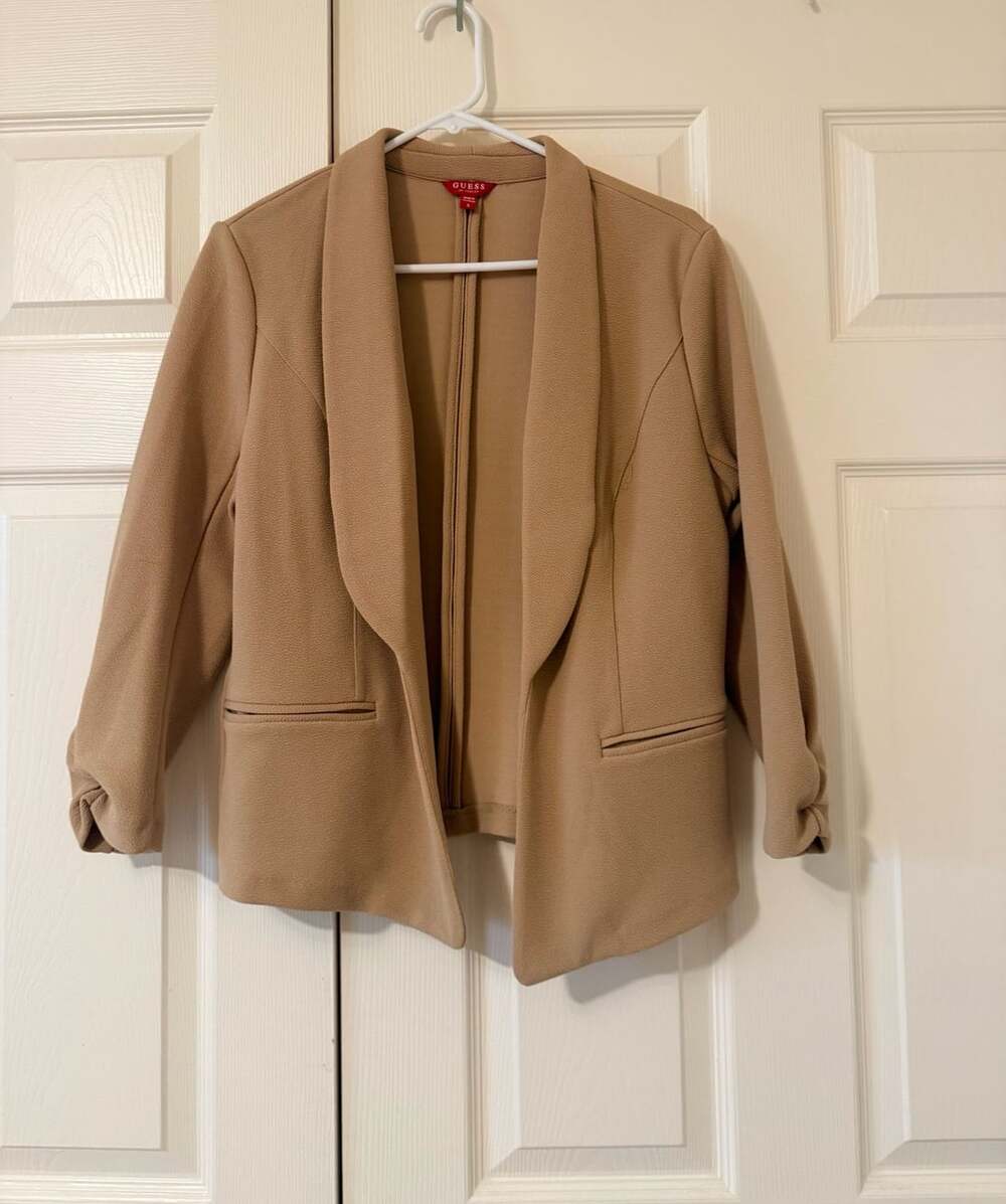 Guess Blazer Size S Tan Open Front